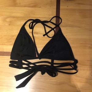 Black ribbed bathing suit top